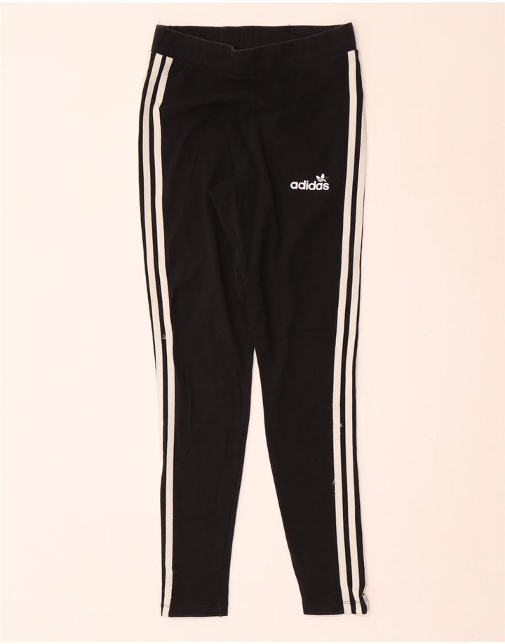 Adidas Womens Leggings UK 12 Medium Black Cotton