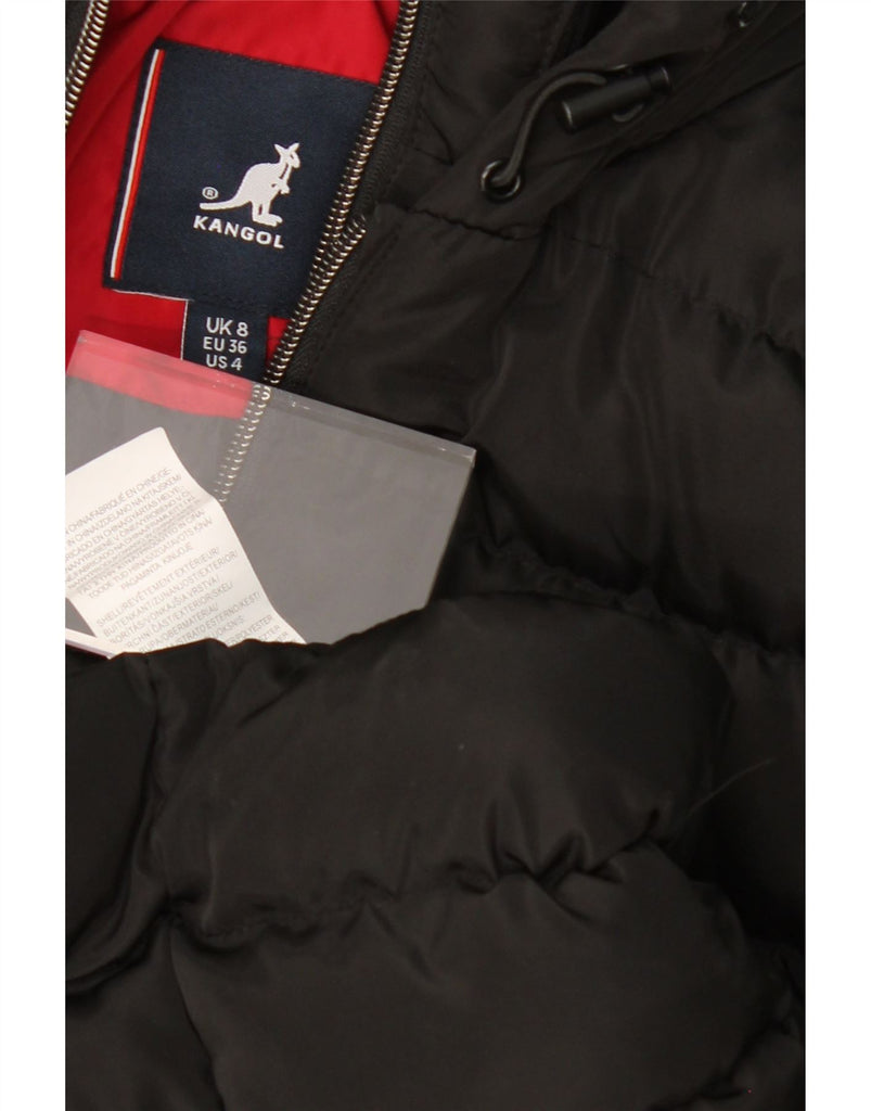 KANGOL Womens Hooded Padded Jacket UK 8 Small  Black Polyester Vintage Kangol and Second-Hand Kangol from Messina Hembry 
