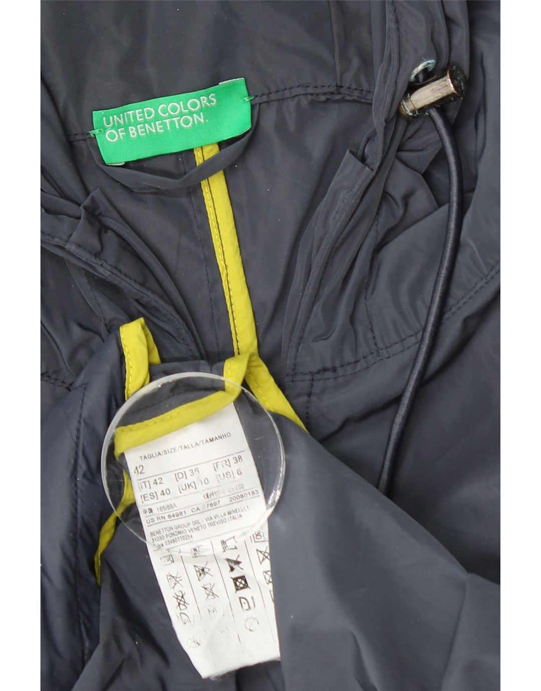 BENETTON Womens Hooded Raincoat UK 10 Small Navy Blue Polyester