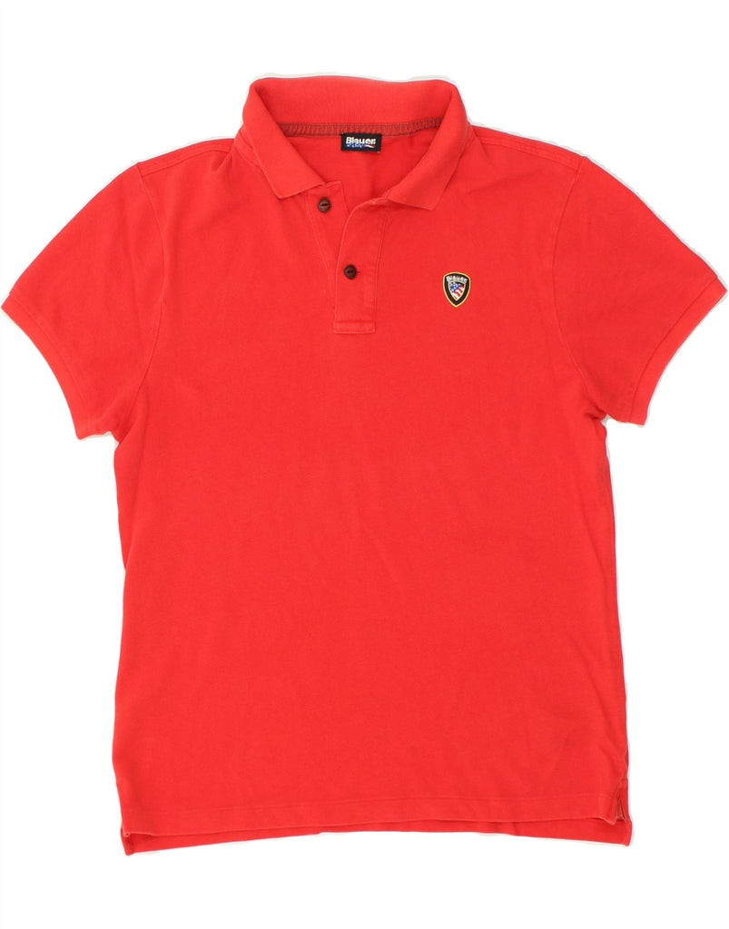 BLAUER Mens Polo Shirt Medium Red Cotton | Vintage Blauer | Thrift | Second-Hand Blauer | Used Clothing | Messina Hembry 