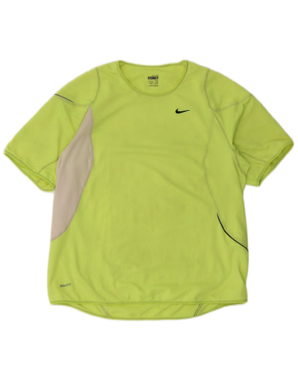 Nike Mens T-Shirt Top UK 42/44 Large Green Colourblock
