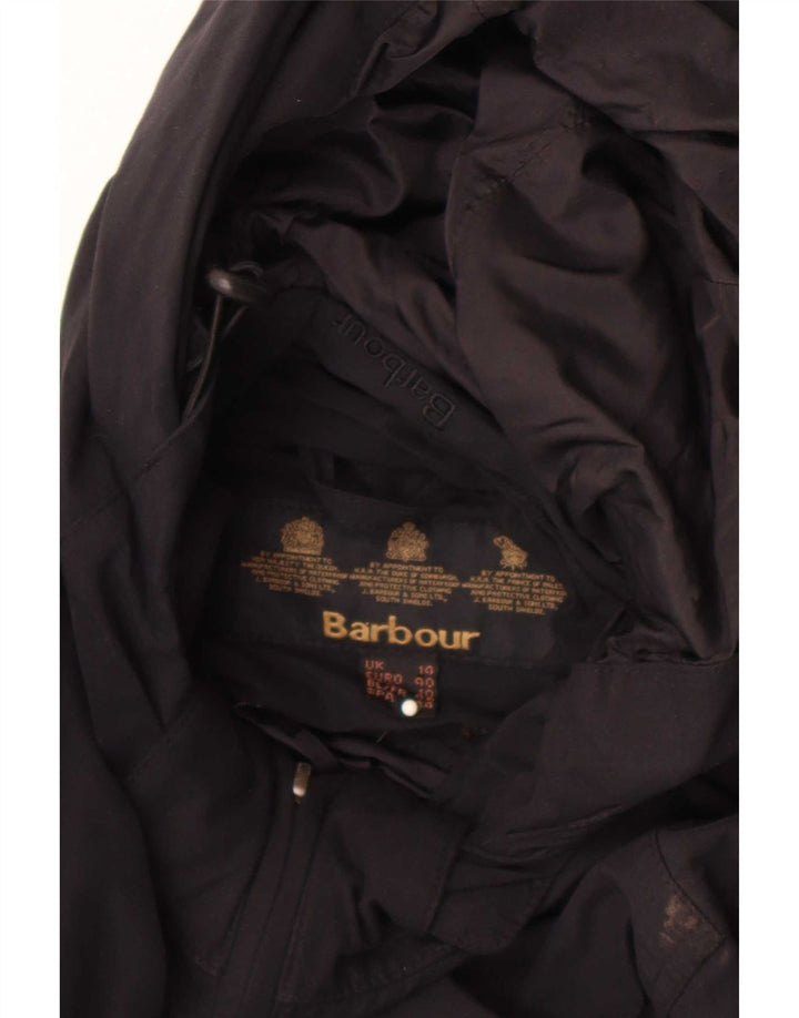 Barbour Womens Hooded Rain Jacket UK 14 Large Black Cotton