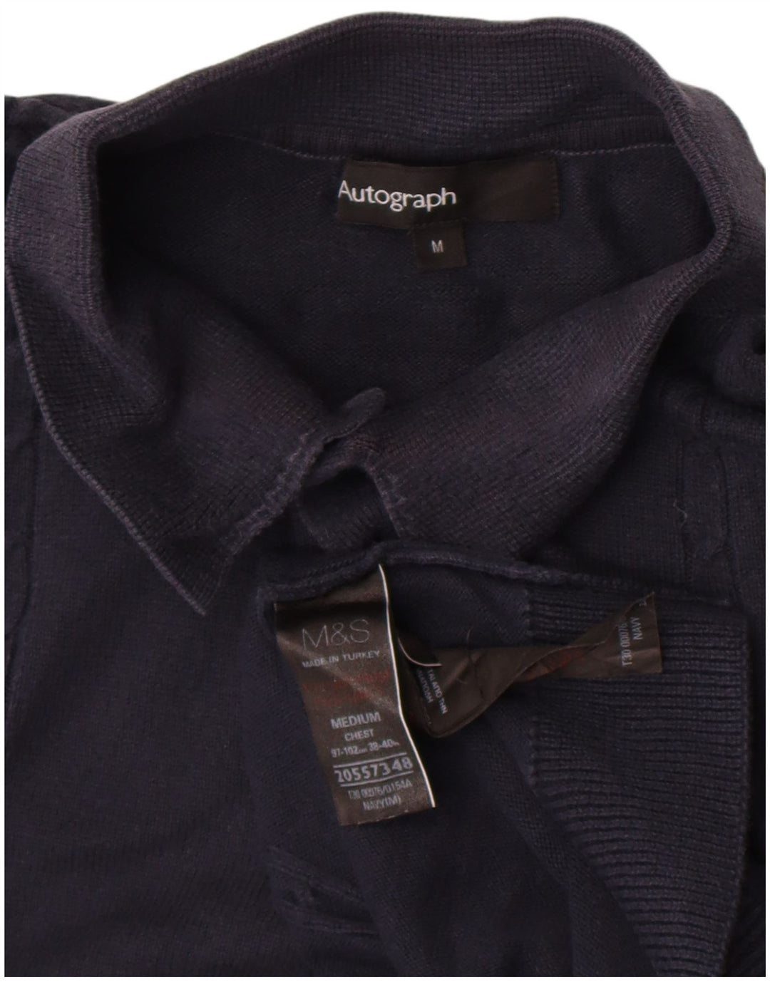 Marks & Spencer Mens Autograph Polo Neck Jumper Sweater Medium Navy Blue