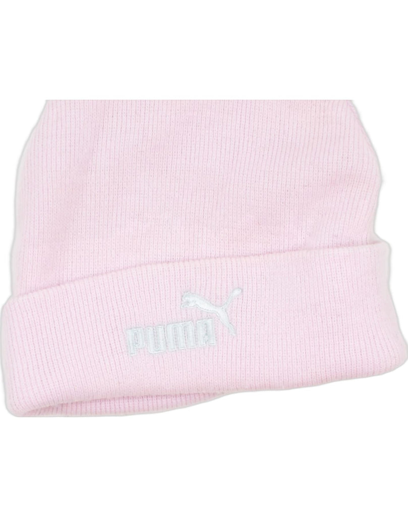 PUMA Womens Graphic Beanie Hat One Size Pink Acrylic Winter | Vintage | Thrift | Second-Hand | Used Clothing | Messina Hembry 