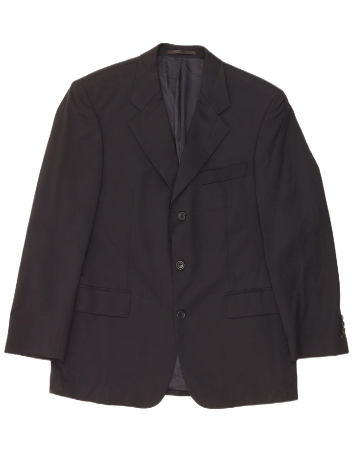 Hugo Boss Mens 3 Button Blazer Jacket EU 50 Large Navy Blue Virgin Wool