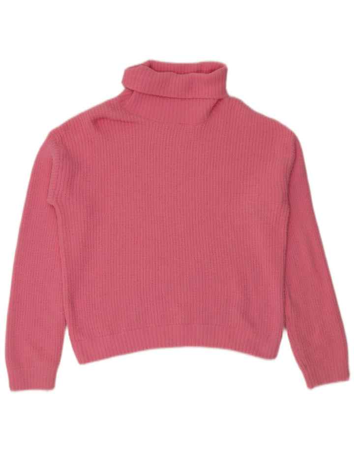 Marks & Spencer Girls Roll Neck Jumper Sweater 13-14 Years Pink Polyamide