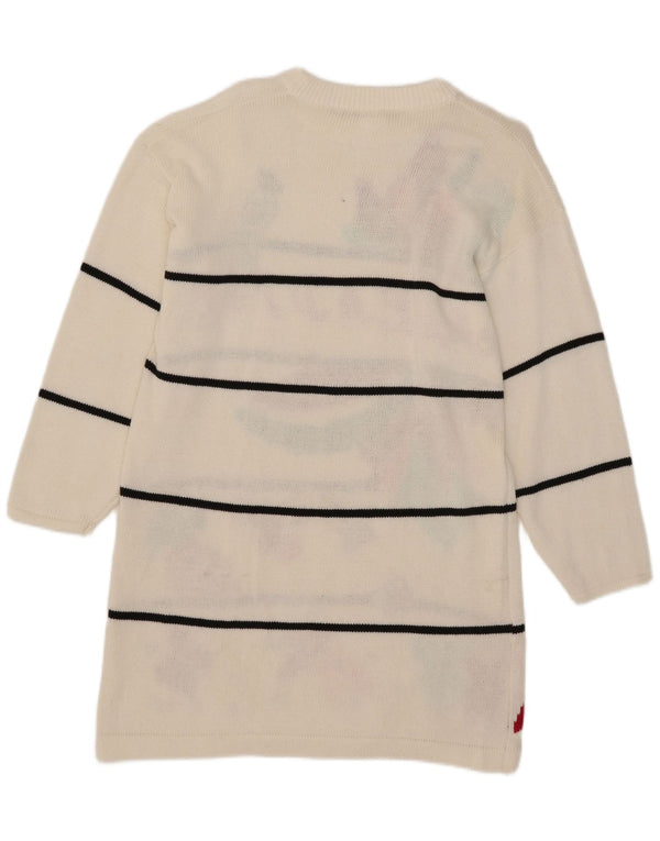 Paradise Womens Graphic Oversized Jumper Dress UK 10 Small White Striped