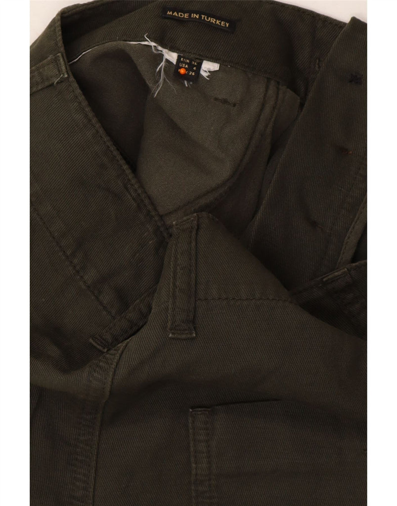 MASSIMO DUTTI Womens High Waist Cropped Trousers EU 36 XS W26 L23 Khaki Vintage Massimo Dutti and Second-Hand Massimo Dutti from Messina Hembry 