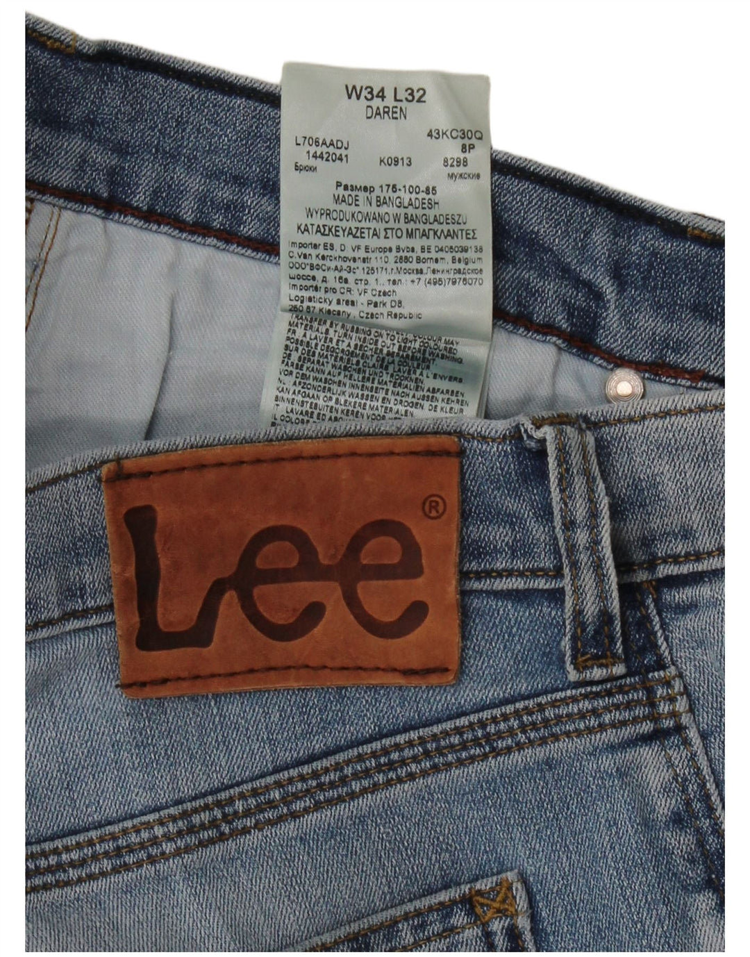 LEE Mens Daren Slim Jeans W34 L32 Blue Cotton