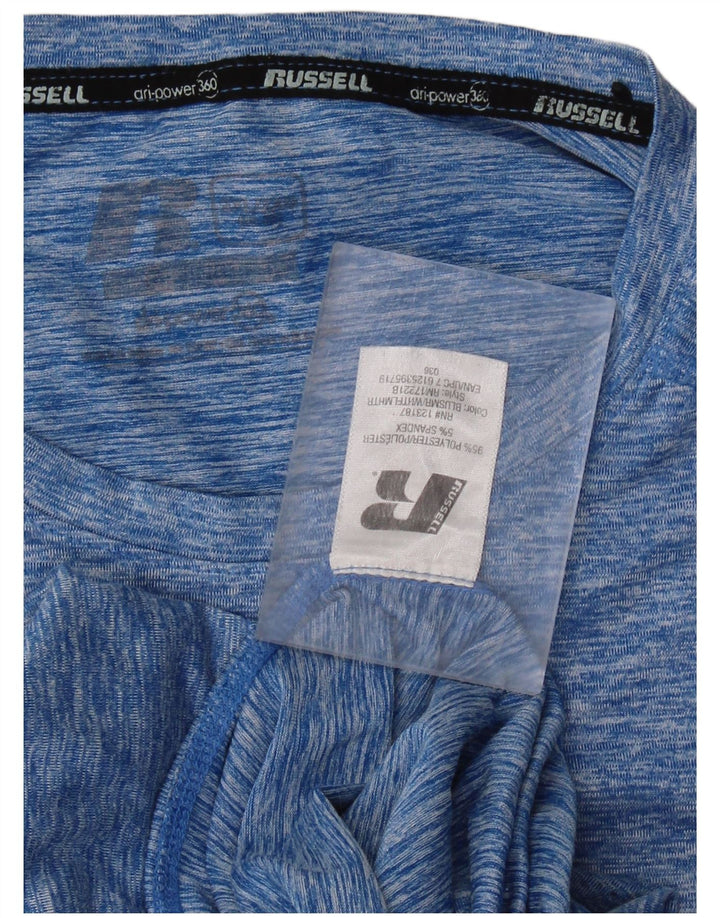 Russell Athletic Mens T-Shirt Top 2XL Blue Flecked Polyester