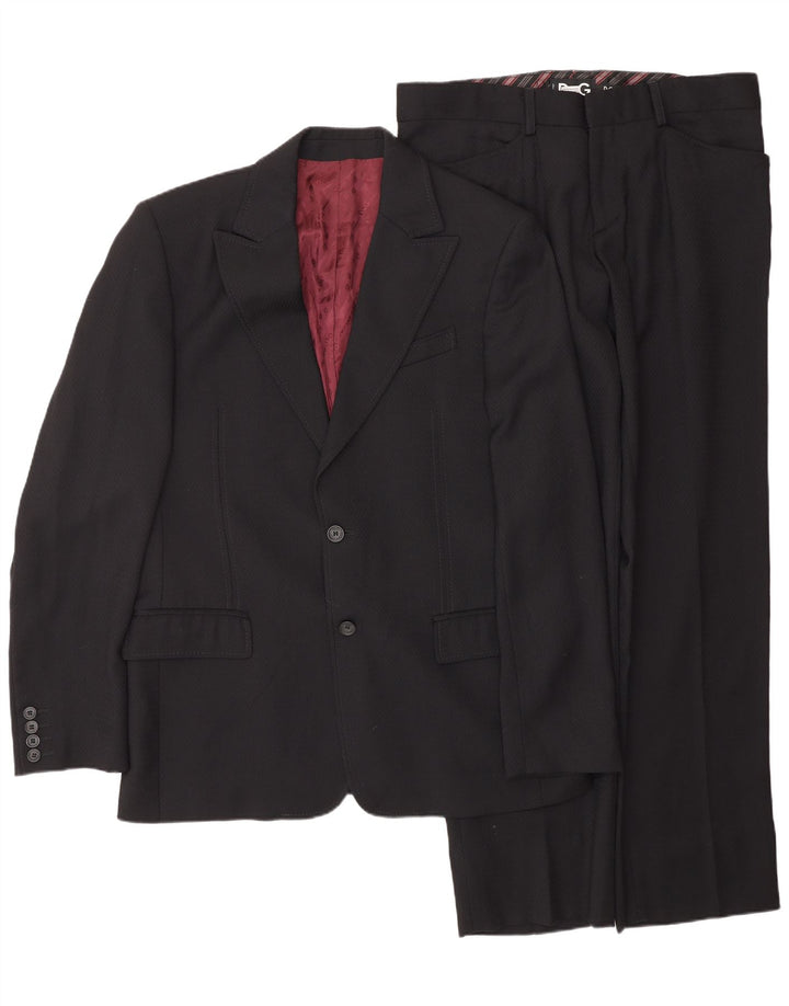 DOLCE & GABBANA Mens 2 Piece Suit IT 50 Large W36 L31 Black New Wool