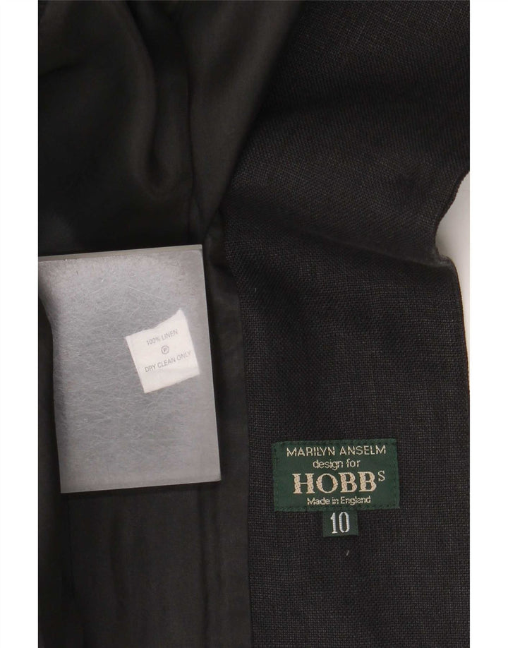 Hobbs Womens 1 Button Blazer Jacket UK 10 Small Black Linen