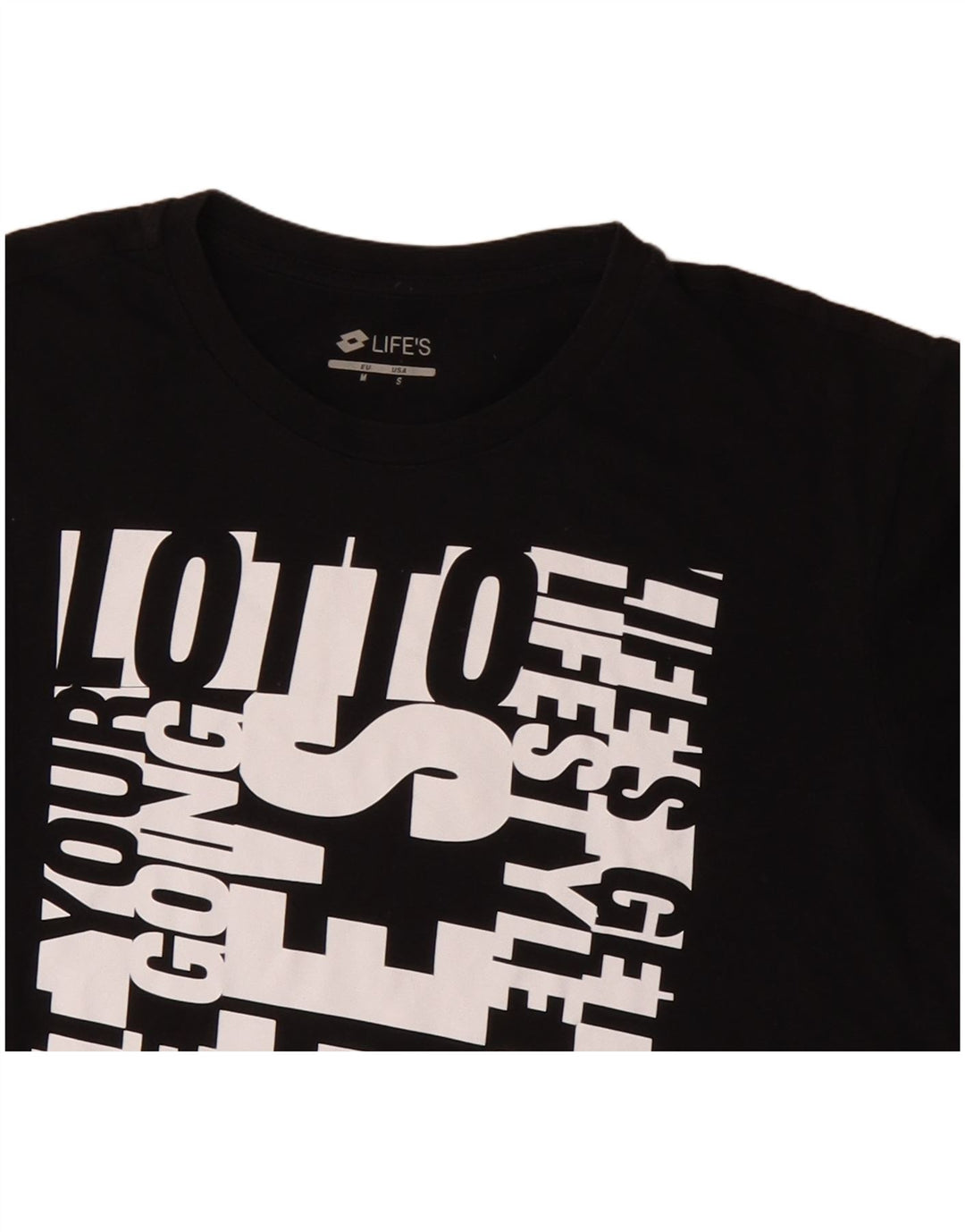LOTTO Mens Graphic T-Shirt Top Small Black Cotton