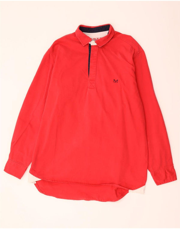 Crew Clothing Mens Long Sleeve Rugby Polo Shirt Medium Red Cotton