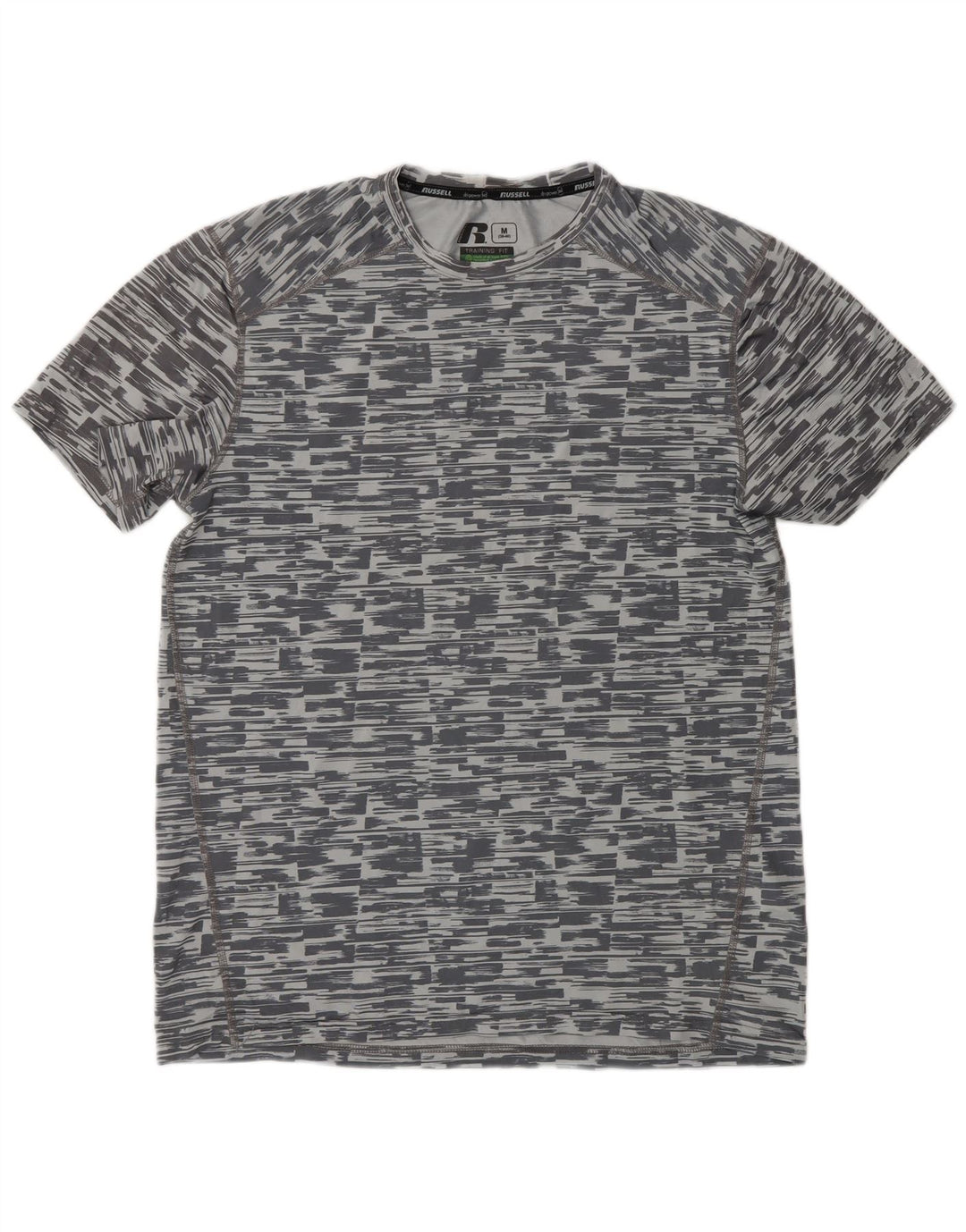 RUSSELL ATHLETIC Mens Dri-Power T-Shirt Top Medium Grey Pinstripe