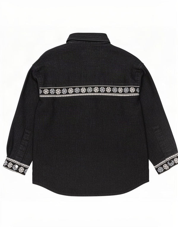 Zara Womens Oversized Shirt UK 14 Medium Black Geometric Cotton
