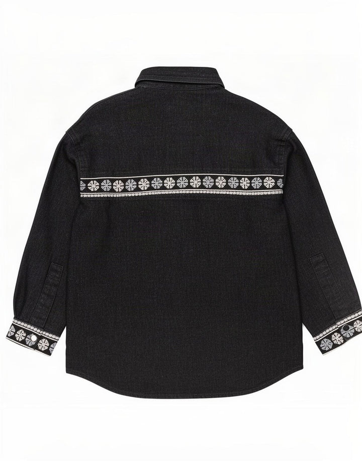 Zara Womens Oversized Shirt UK 14 Medium Black Geometric Cotton