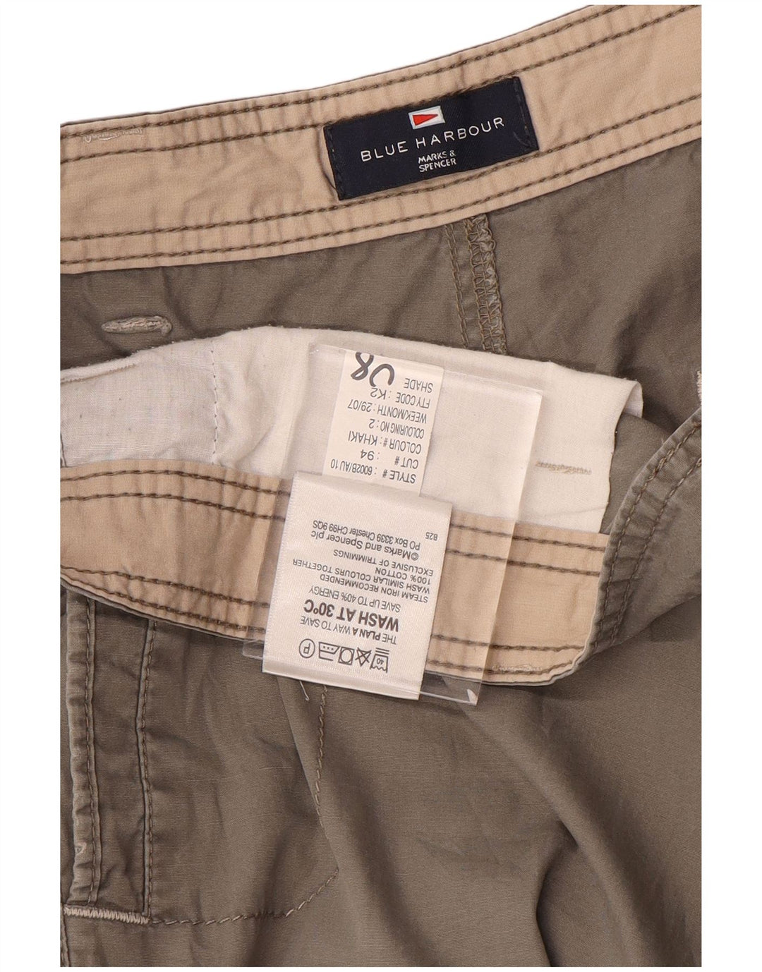 Marks & Spencer Mens Blue Harbour Straight Cargo Trousers W38 L31 Grey