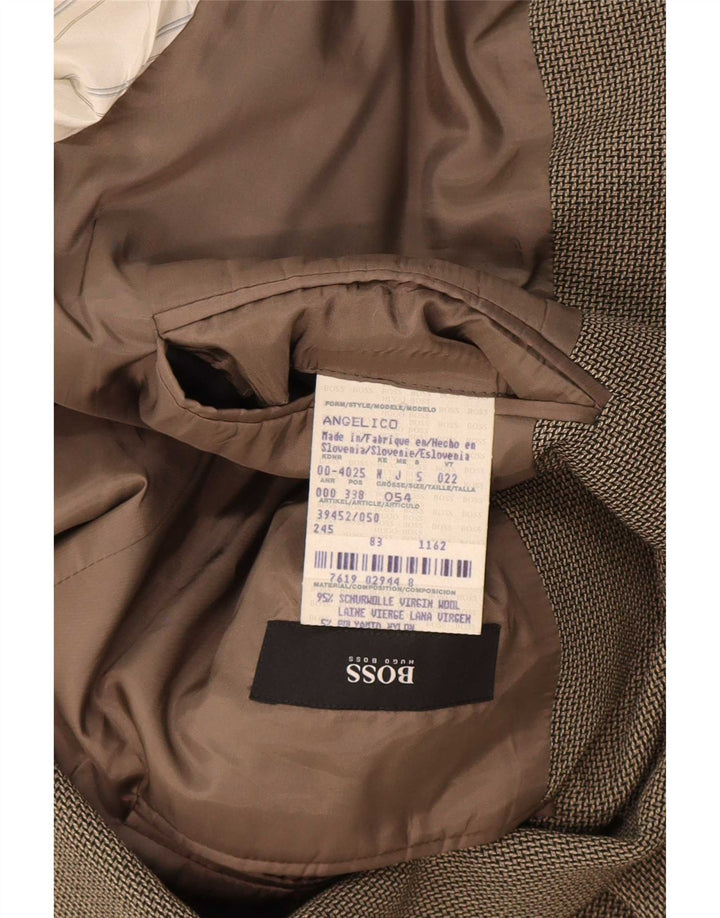 Hugo Boss Mens 3 Button Blazer Jacket EU 54 2XL Grey Wool