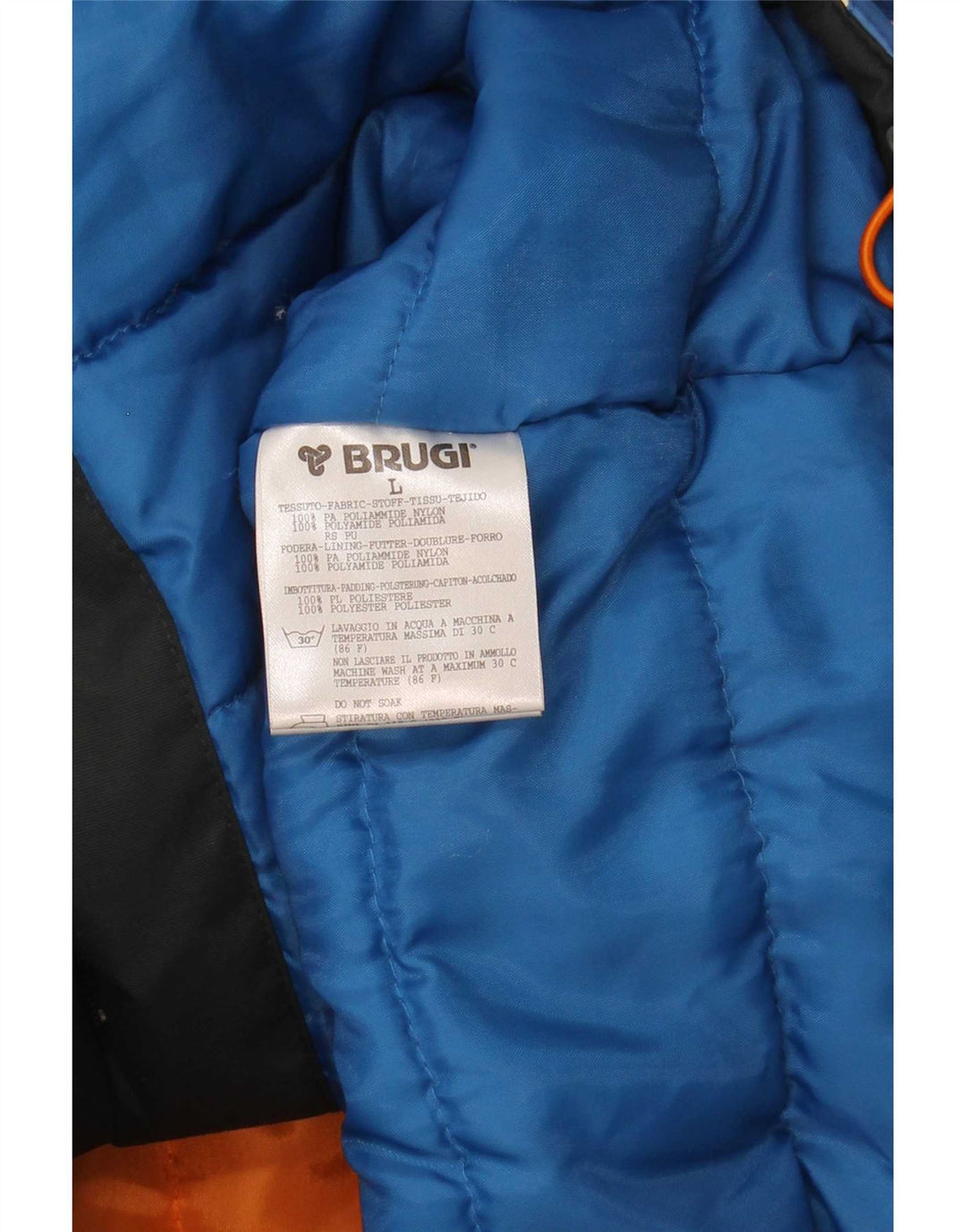 Brugi Mens Hooded Ski Jacket UK 40 Large Blue Colourblock Polyamide