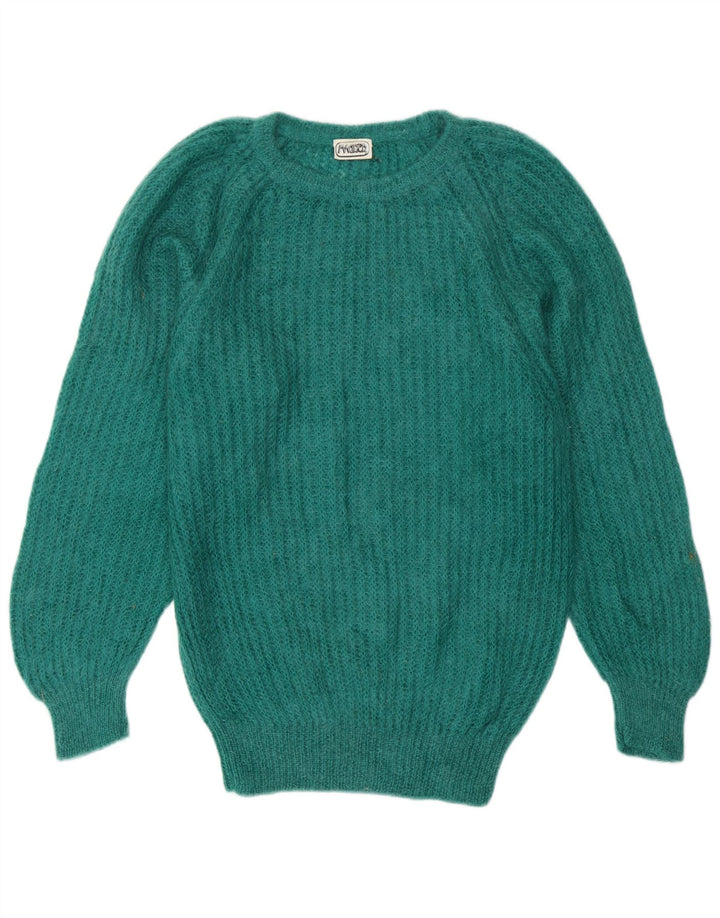 Vintage Womens Boat Neck Jumper Sweater UK 14 Medium Blue