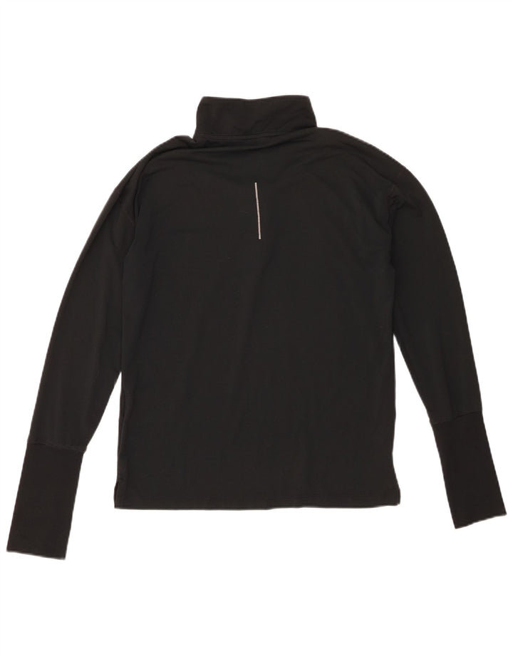 Nike Womens Dri Fit Zip Neck Pullover Tracksuit Top UK 6 XS Black Polyester
