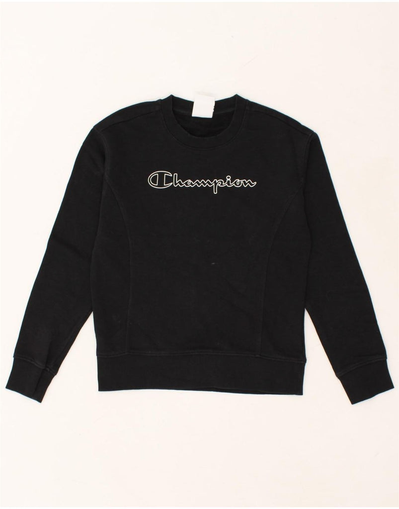 CHAMPION Boys Graphic Sweatshirt Jumper 9-10 Years Medium Black Cotton | Vintage Champion | Thrift | Second-Hand Champion | Used Clothing | Messina Hembry 