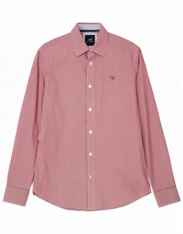 Crew Clothing Mens Classic Fit Shirt Small Burgundy Pinstripe Cotton