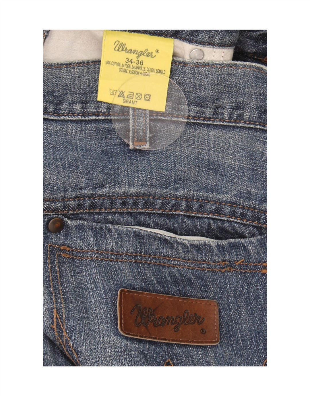 Wrangler Mens Grant Straight Jeans W34 L36 Blue Cotton