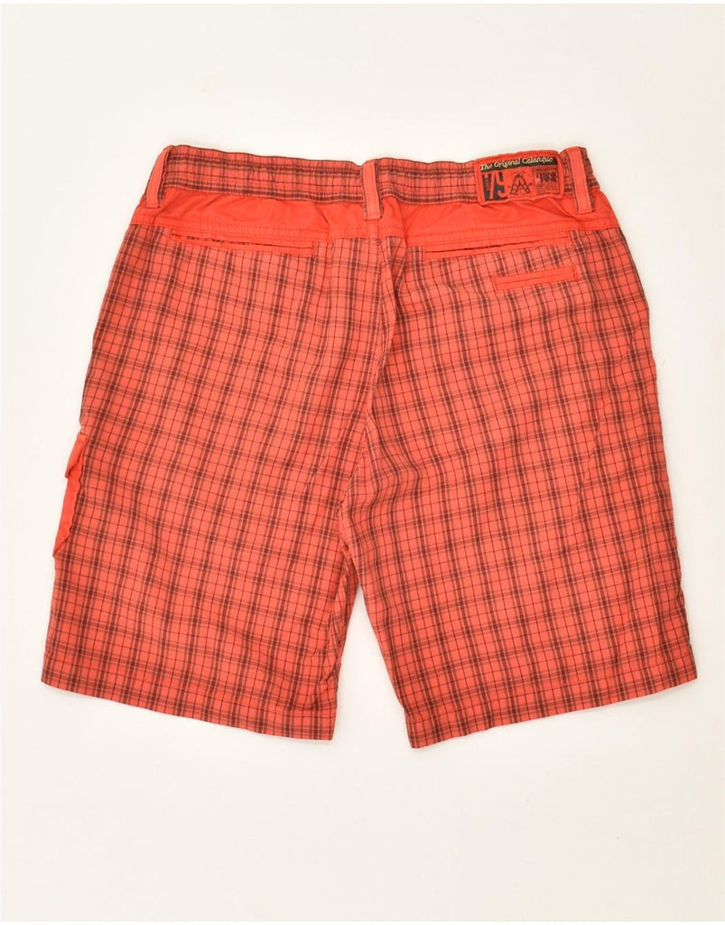 THINK PINK Mens Cargo Shorts XS W27 Orange Check Cotton | Vintage Think Pink | Thrift | Second-Hand Think Pink | Used Clothing | Messina Hembry 