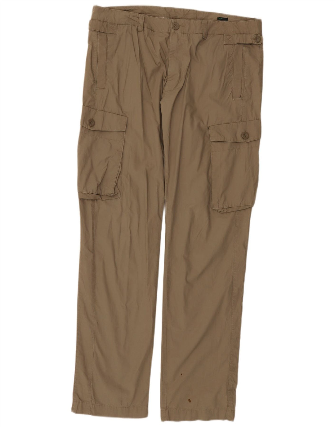 BENETTON Mens Straight Cargo Trousers IT 52 XL W38 L34 Khaki Cotton
