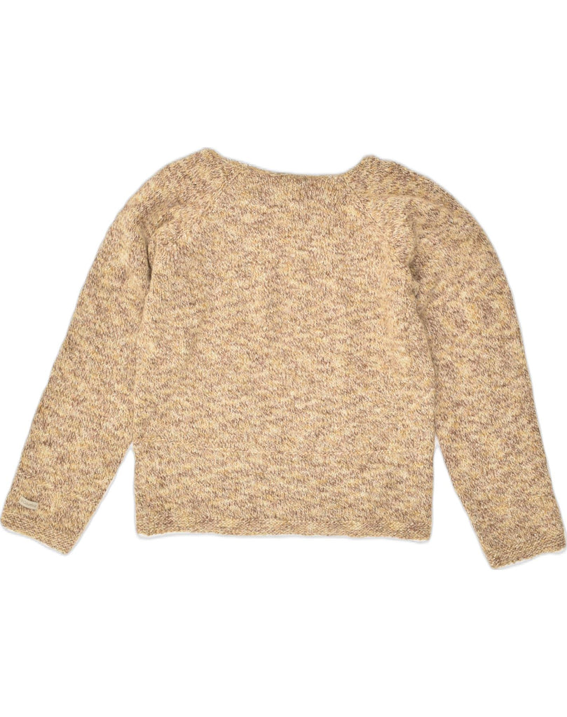 COLUMBIA Womens Boat Neck Jumper Sweater UK 10 Small Beige Flecked Cotton | Vintage Columbia | Thrift | Second-Hand Columbia | Used Clothing | Messina Hembry 