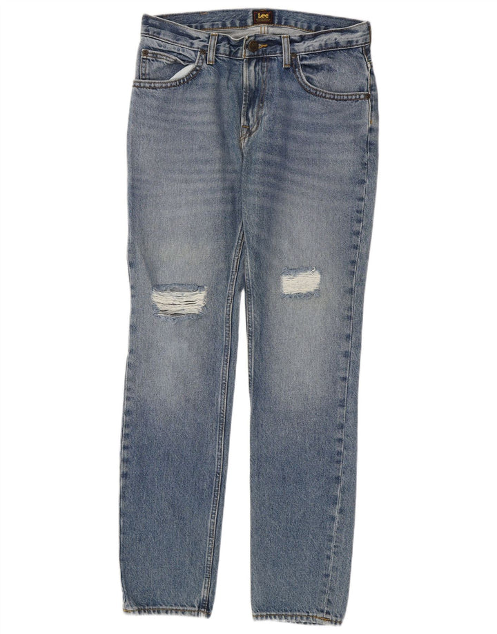 Lee Womens Rider Distressed Slim Jeans  W30 L32 Blue Cotton
