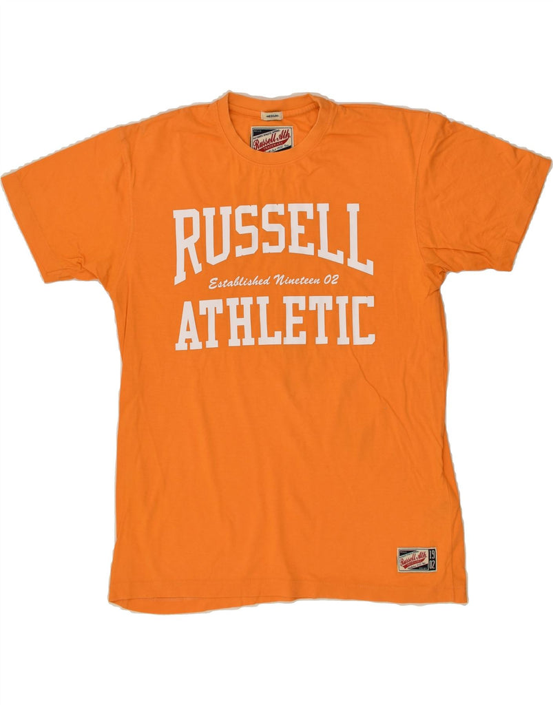 RUSSELL ATHLETIC Mens Graphic T-Shirt Top Medium Yellow Cotton | Vintage Russell Athletic | Thrift | Second-Hand Russell Athletic | Used Clothing | Messina Hembry 