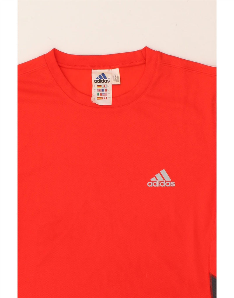 ADIDAS Womens Graphic T-Shirt Top UK 12 Medium  Red Colourblock Polyester | Vintage Adidas | Thrift | Second-Hand Adidas | Used Clothing | Messina Hembry 