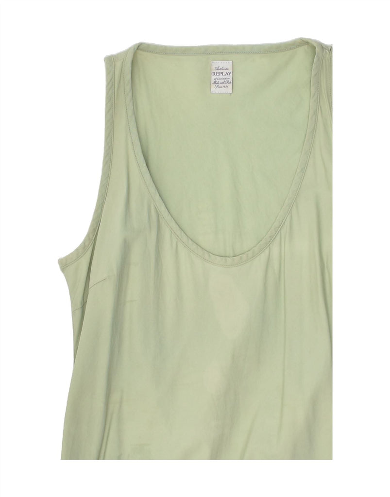 REPLAY Womens Sleeveless Drop Waist Dress UK 12 Medium Green Cotton | Vintage Replay | Thrift | Second-Hand Replay | Used Clothing | Messina Hembry 