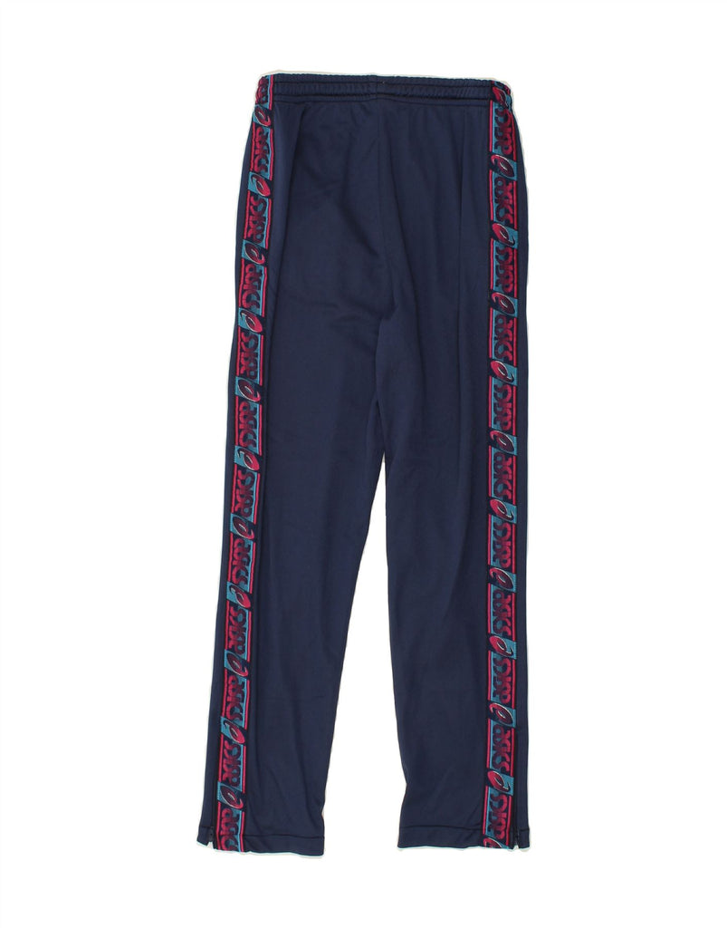 ASICS Womens Graphic Tracksuit Trousers UK 14 Medium Navy Blue Vintage Asics and Second-Hand Asics from Messina Hembry 