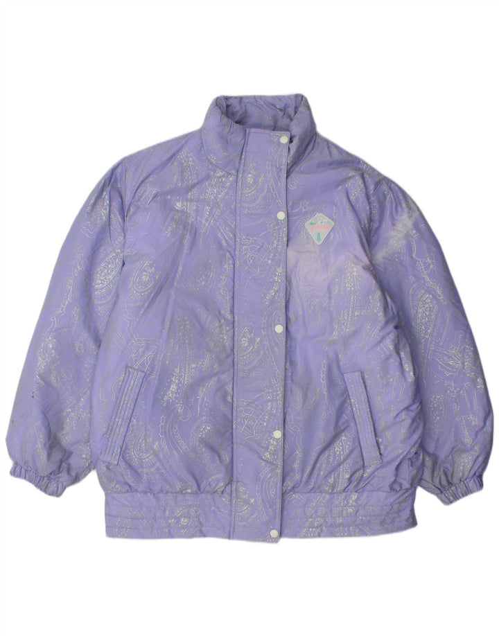 Brugi Womens Oversized Ski Jacket Size 48 Purple Paisley Polyamide