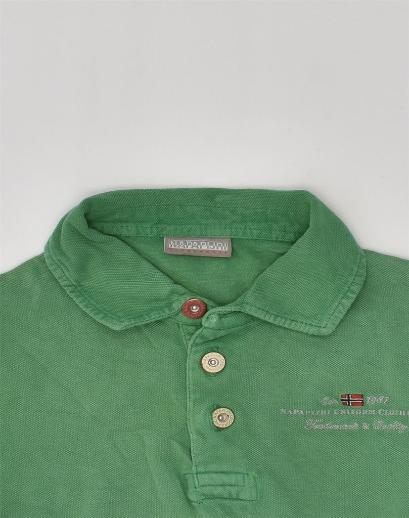 NAPAPIJRI Boys Polo Shirt 6-7 Years Green Cotton | Vintage Napapijri | Thrift | Second-Hand Napapijri | Used Clothing | Messina Hembry 