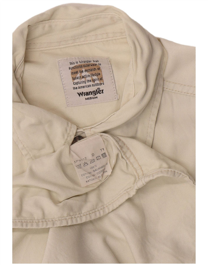 Wrangler Mens Short Sleeve Military Shirt Medium Off White Cotton