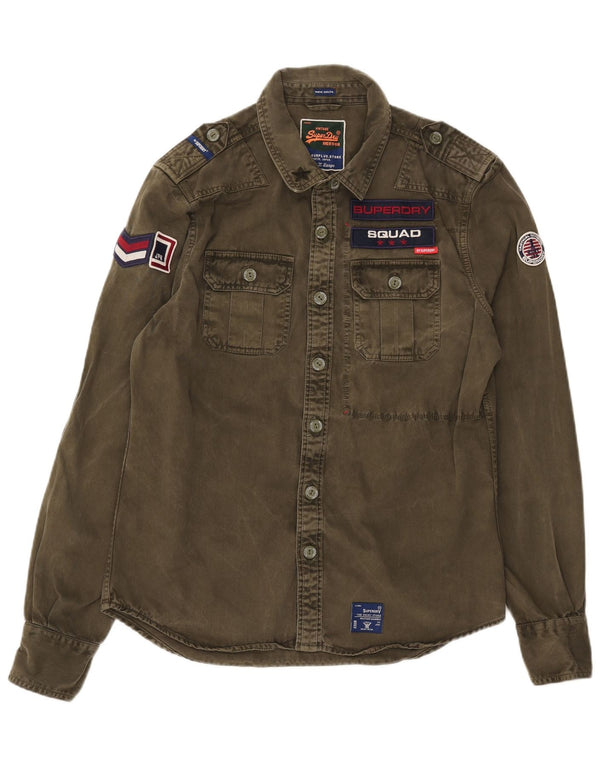 Superdry Mens Graphic Military Shirt XL Khaki Cotton