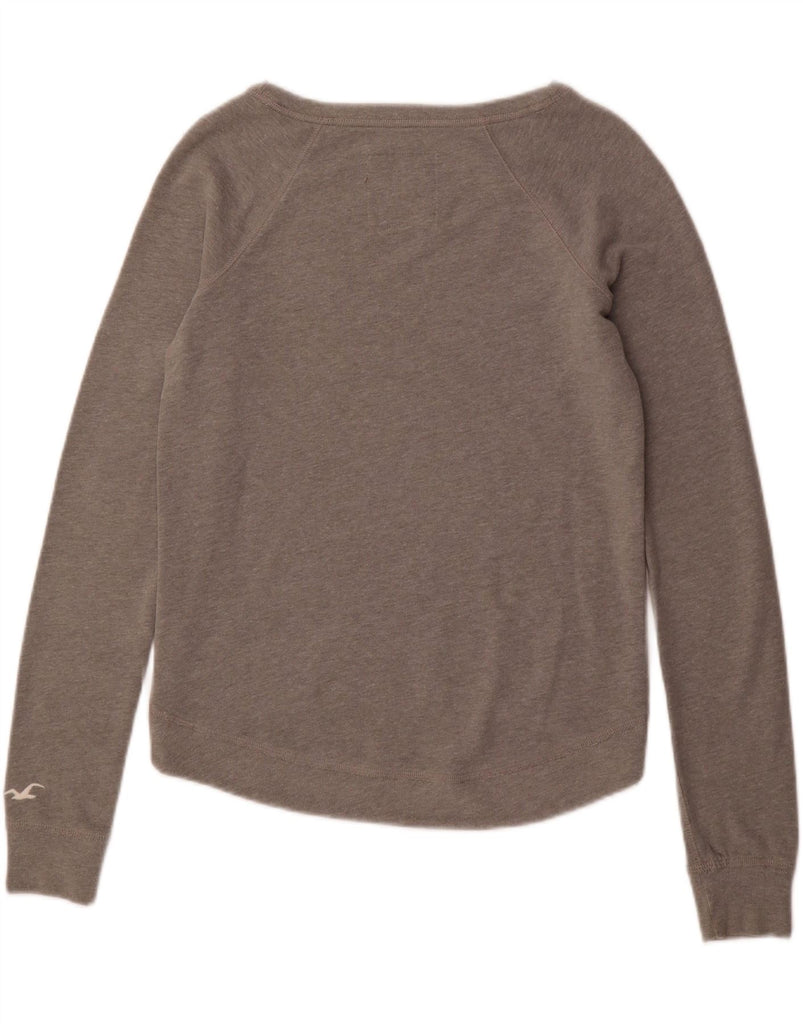 HOLLISTER Womens Graphic Sweatshirt Jumper UK 6 XS Grey Cotton Vintage Hollister and Second-Hand Hollister from Messina Hembry 