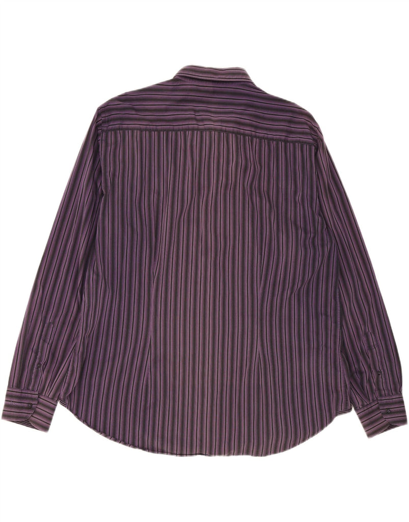 ROCCOBAROCCO Mens Shirt 3XL Purple Striped Vintage Roccobarocco and Second-Hand Roccobarocco from Messina Hembry 