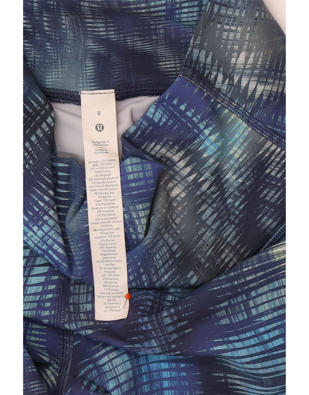 LULULEMON Womens Crop Abstract Pattern Leggings US 8 Medium  Blue Nylon