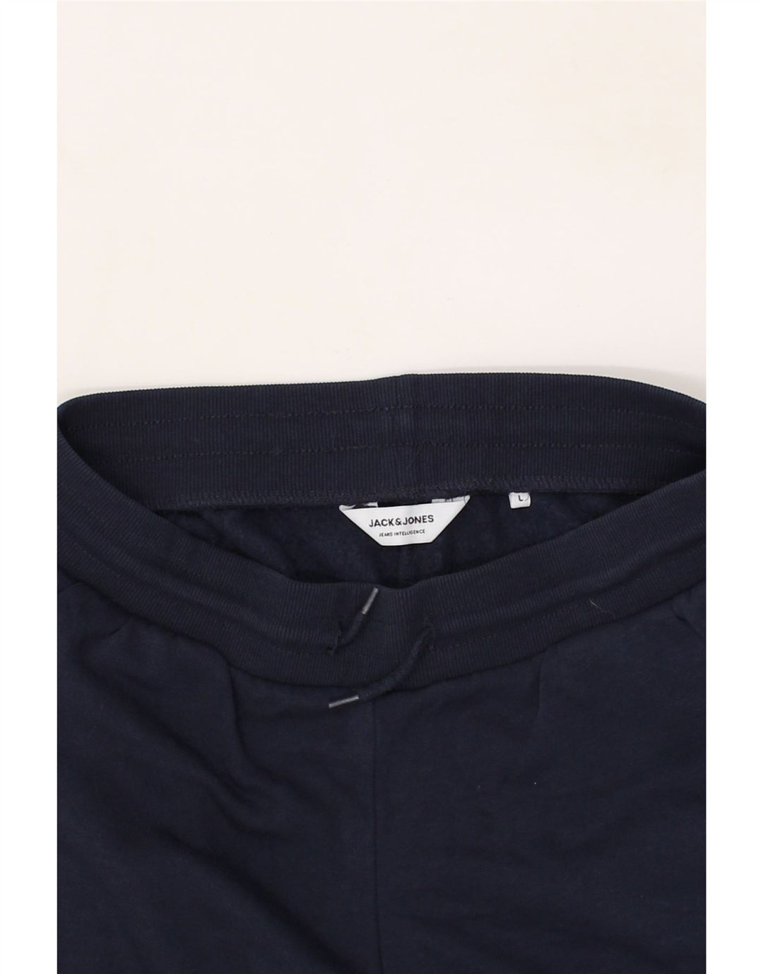 JACK & JONES Mens Graphic Tracksuit Trousers Joggers Large  Navy Blue Vintage Jack & Jones and Second-Hand Jack & Jones from Messina Hembry 