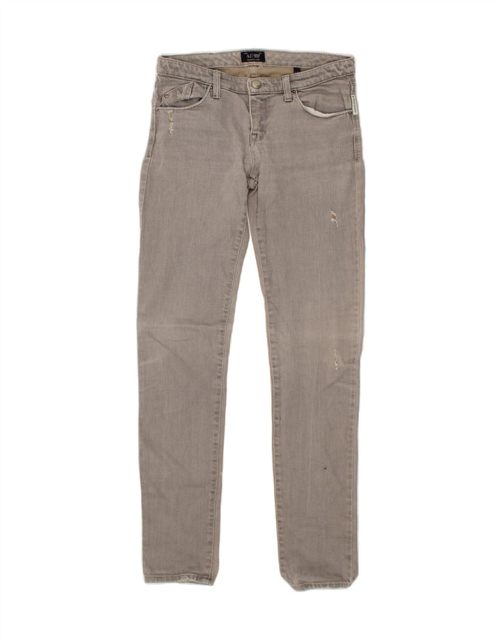 ARMANI Womens Distressed Skinny Jeans W26 L30 Grey Cotton Vintage Armani and Second-Hand Armani from Messina Hembry 