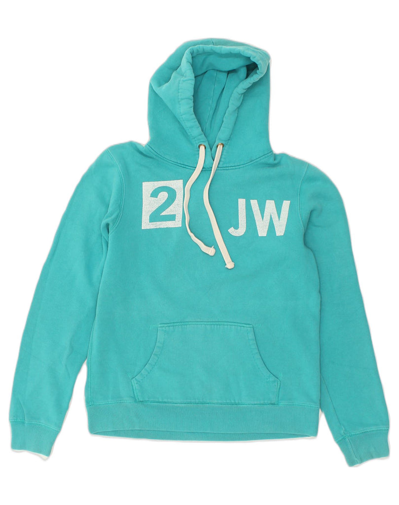 JACK WILLS Womens Graphic Hoodie Jumper UK 12 Medium  Turquoise Cotton | Vintage Jack Wills | Thrift | Second-Hand Jack Wills | Used Clothing | Messina Hembry 