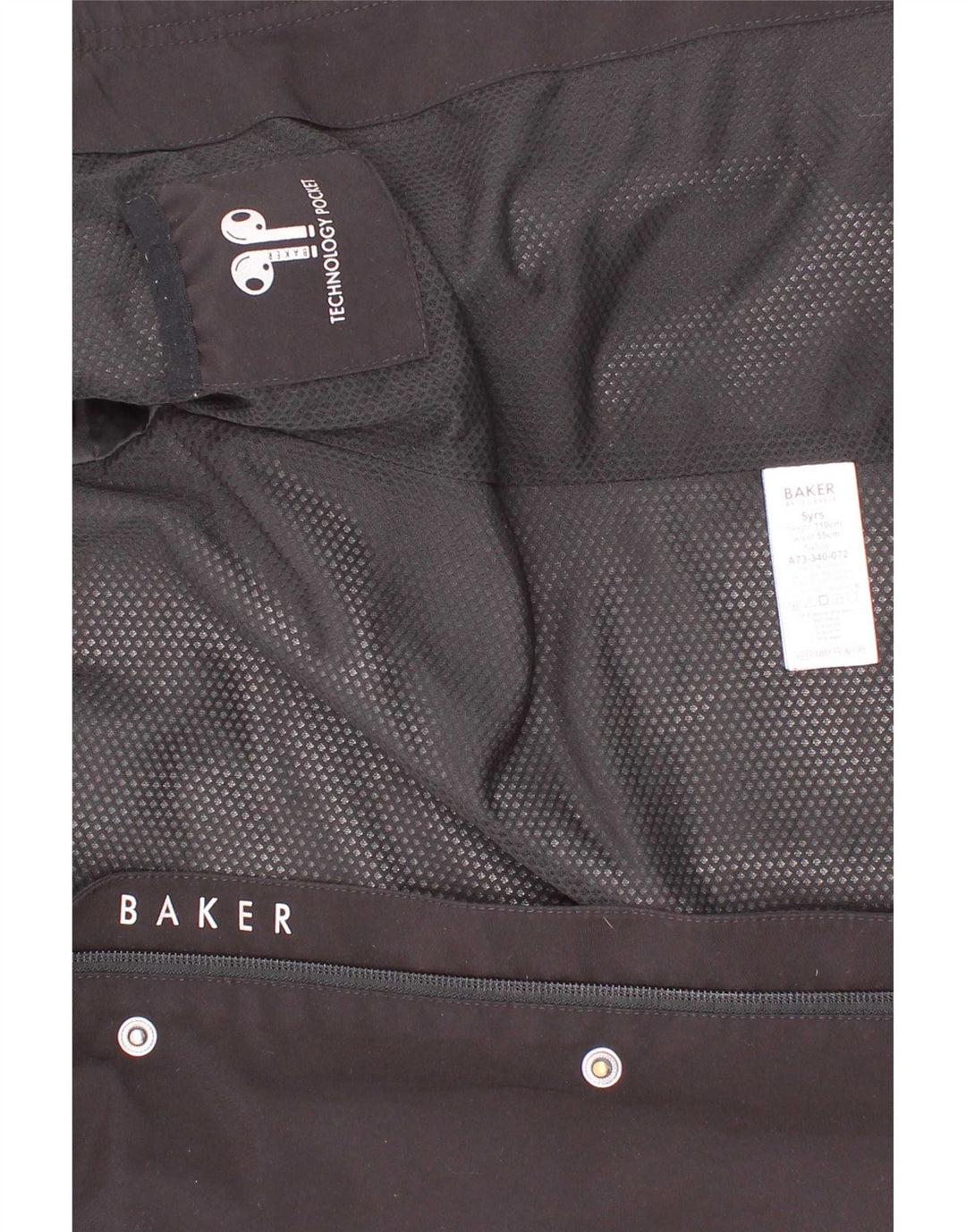 Ted Baker Boys Graphic Hooded Rain Jacket 4-5 Years Black Polyester