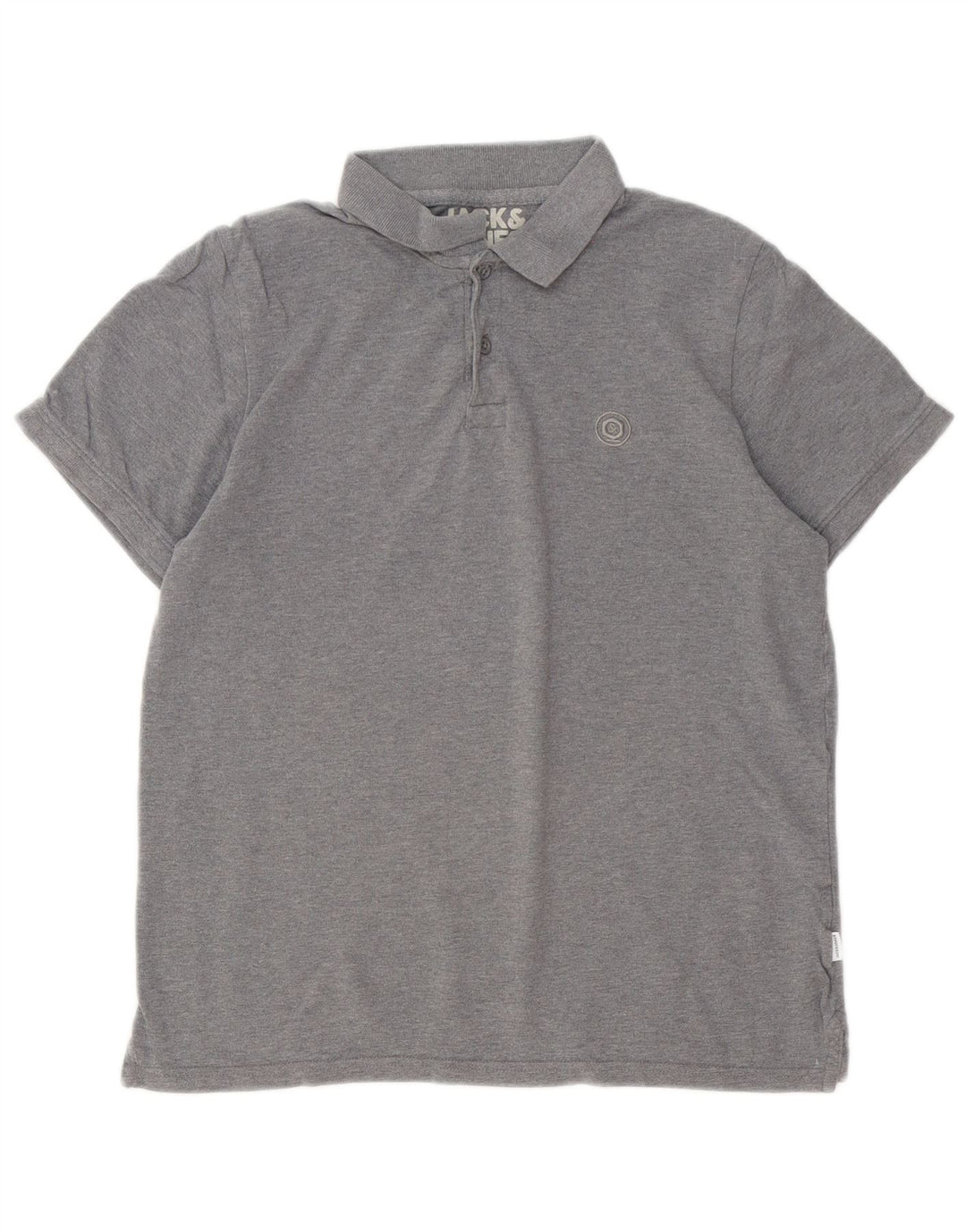Jack & Jones Mens Polo Shirt Medium Grey Flecked Cotton