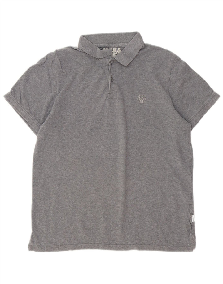 Jack & Jones Mens Polo Shirt Medium Grey Flecked Cotton